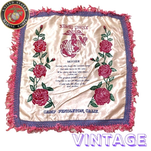 Vintage United States Marine Corps Camp Pendleton Mother Pillow Case Sham - Picture 1 of 15